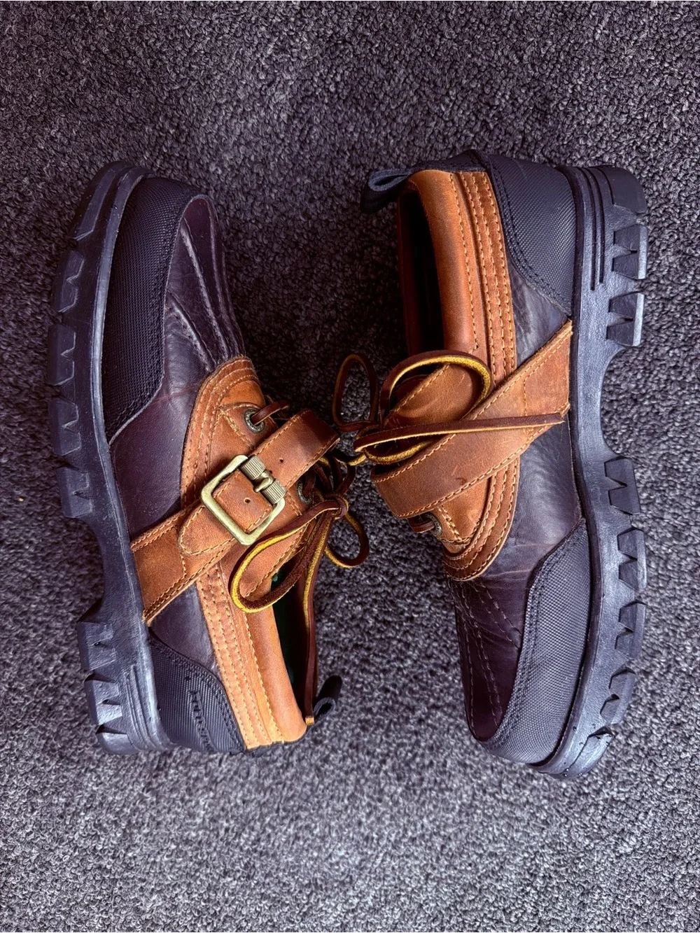 Polo by Ralph Lauren Brown and Tan Leather Boat Shoes